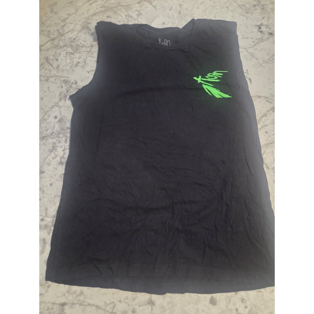 Korn Shirt Mens XL Black Green Graphic Tee Rock Metal Band Distressed